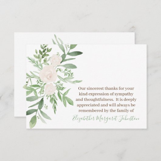 エレガントな花の葬式は死別感謝していしています サンキューカード (正面/裏面)
