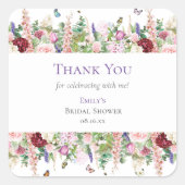 エレガントな花の蝶の感謝祭  ブライダルシャワー スクエアシール (正面)