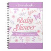 エレガントな花の蝶ベビーシャワーのゲストブック ノートブック (正面)