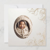 エレガントな花の装飾写真付き洗礼の案内 招待状 (裏面)