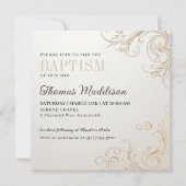 エレガントな花の装飾写真付き洗礼招待状 招待状 (正面)