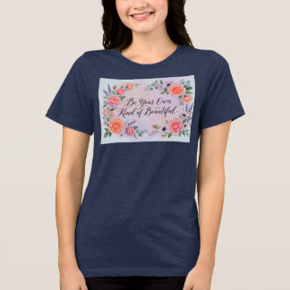 エレガントな花の言葉の女性用ハーフTシャツ 🌸 トライブレンドTシャツ