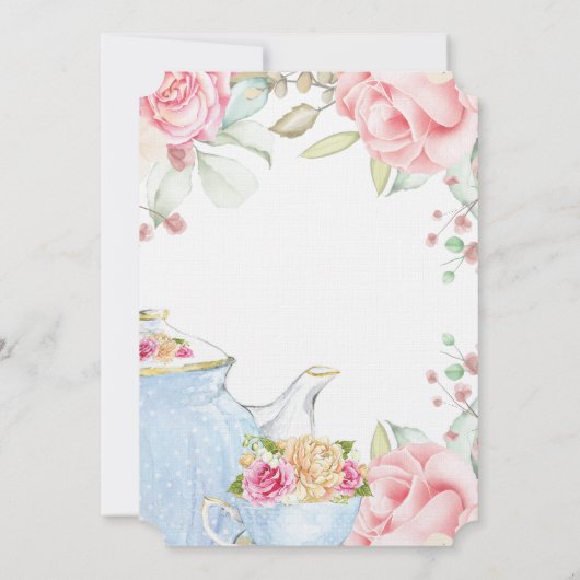 エレガントな花の誕生日ティーパーティー 招待状 (裏面)