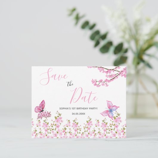 エレガントな花の誕生日パーティー ポストカード (スタンド正面)