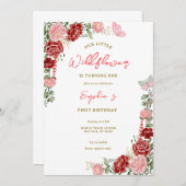 エレガントな花の誕生日パーティー 招待状 (正面/裏面)