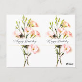 エレガントな花の誕生日手書きテキスト ポストカード (裏面)
