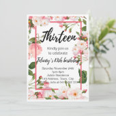 エレガントな花の誕生日招待状 招待状 (スタンド正面)