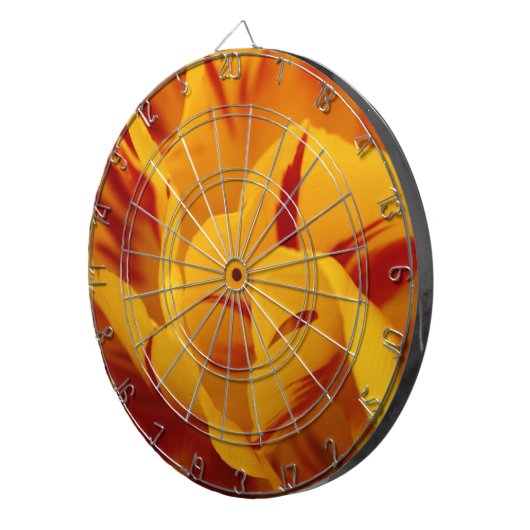 エレガントな花の赤と金のモンセラ・チューリップ ダーツボード (正面右)