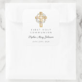 エレガントな花の輪の十字架の少女、初めての聖体拝領 スクエアシール (バッグ)