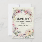 エレガントな花の輪の水彩　感謝の気持ちを伝えるカード サンキューカード (正面)
