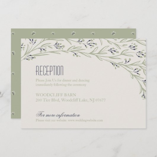 エレガントな花の農村ウェディングレセプションカード 招待状 (正面/裏面)