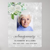 エレガントな花の追悼　シルバーフォト ポスター (正面)