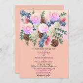 エレガントな花の野生の花-ブティック-アプリコット-ウェディング 招待状 (正面/裏面)