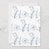 エレガントな花の青い色の結婚前お披露目パーティー 招待状 (裏面)