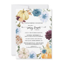 エレガントな花の飾りが施されたパンプキン | 秋のベイビーシャワー