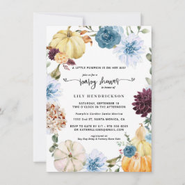 エレガントな花の飾りが施されたパンプキン | 秋のベイビーシャワー