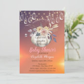 エレガントな花の飾り付きパンプキン、ライト、ベビーシャワー 招待状 (スタンド正面)