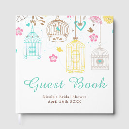 エレガントな花の黄色とピンクのブライダルシャワー ゲストブック