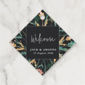 エレガントな花の黒い結婚式のタグ フェイバータグ (正面)