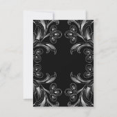 エレガントな花の黒と白の出欠返信カード 出欠カード (裏面)