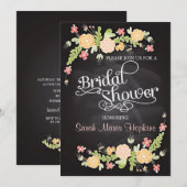 エレガントな花の黒板 モダンな結婚式の前祝い 招待状 (正面/裏面)