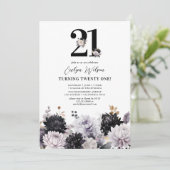 エレガントな花の21歳の誕生日パーティー 招待状 (スタンド正面)