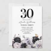 エレガントな花の30歳の誕生日パーティー 招待状 (正面)