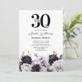 エレガントな花の30歳の誕生日パーティー 招待状 (スタンド正面)