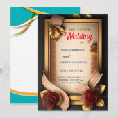 エレガントな花の3Dカード 招待状 (正面/裏面)