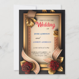 エレガントな花の3Dカード 招待状