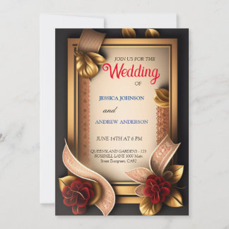 エレガントな花の3Dカード 招待状