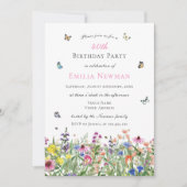 エレガントな花の40歳の誕生日パーティー 招待状 (正面)