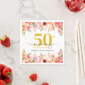 エレガントな花の50周年結婚記念日 スタンダードカクテルナプキン (インサイチュ)
