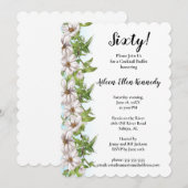 エレガントな花の60歳の誕生日パーティー招待状 招待状 (正面/裏面)