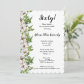 エレガントな花の60歳の誕生日パーティー招待状 招待状 (スタンド正面)
