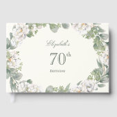 エレガントな花の70歳の誕生日ウェルカムサイン ゲストブック (正面)