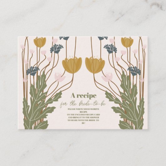 エレガントな花の アール・ヌーヴォー スタイルの ブライダルシャワー エンクロージャーカード (正面)