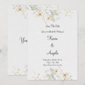 エレガントな花の「Save The Date」ウェディング 招待状 (正面/裏面)