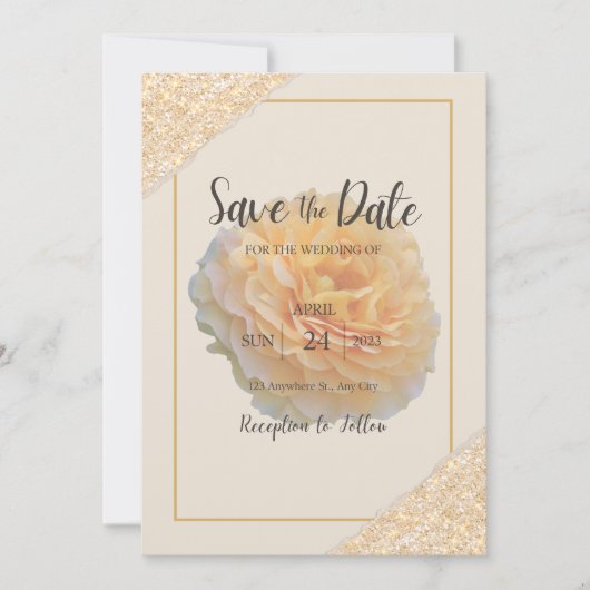 エレガントな花の「Save the Date」 セーブザデート (正面)
