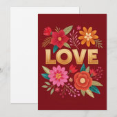 エレガントな花のLOVE フラットグリーティングカード シーズンカード (正面/裏面)