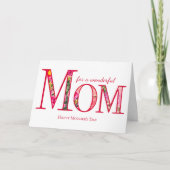 エレガントな花のMOM 母の日おめでとう カード (正面)