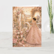 エレガントな花のQuinceañera Sweet 15 誕生日カード