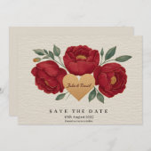 エレガントな花のSave the Dateカード 招待状 (正面/裏面)