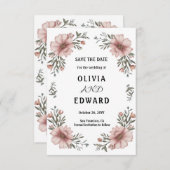 エレガントな花のSave the Date ウェディング セーブザデート (正面/裏面)