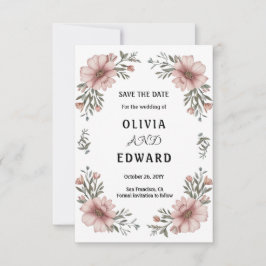 エレガントな花のSave the Date ウェディング セーブザデート