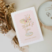 エレガントな花びらとプロセッコのブライズシャワー サンキューカード