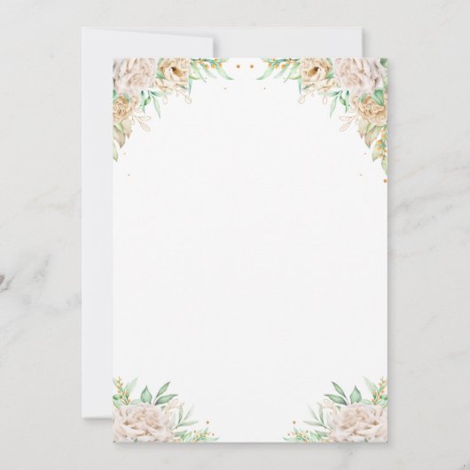 エレガントな花をあしらったイスラム教のニッカ・セレモニー招待状 招待状 (裏面)