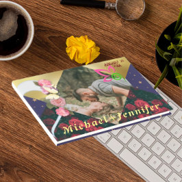 エレガントな花をあしらったミニマルなカスタムフォトウェディング ゲストブック