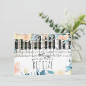 エレガントな花をテーマにした女の子の音楽発表会 招待状 (スタンド正面)