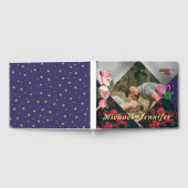 エレガントな花をモチーフにしたシンプルなオーダーメイド写真ウェディング ゲストブック (全面)